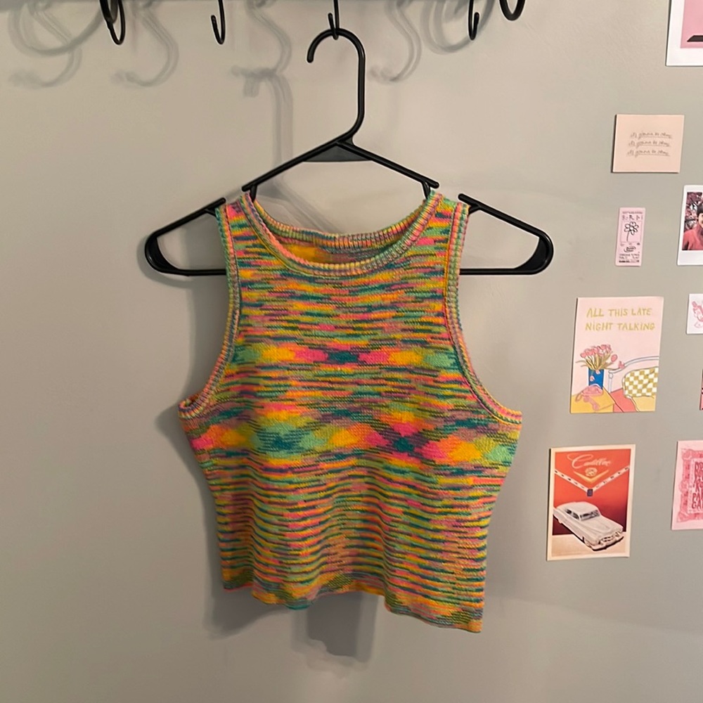 multicolor cropped tank top